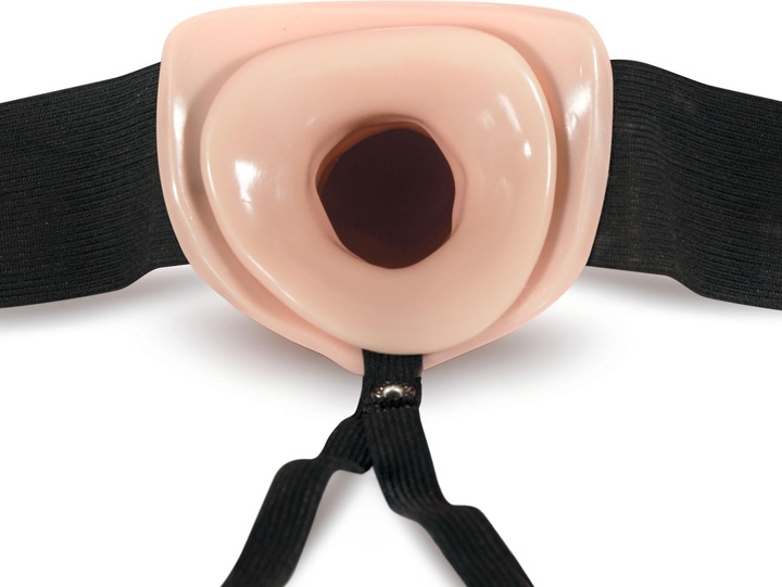 Actual product image Blush Dr. Skin Hollow StraponDildo with Harness 18 cm Beige