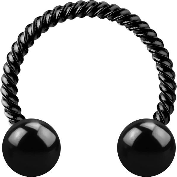 Produktbild Star Piercing Micro Circular Barbell schwarz geflochten mit zwei Kugeln (ohne Messing, Chirurgenstahl 316L)