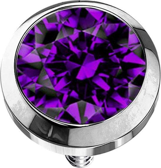 Image du produit Star Piercing Dermal Anchor argenté avec cristal violet (sans laiton, Titane G23)