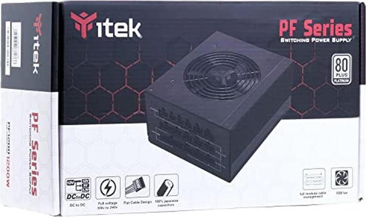 Actual product image Itek PF1200 EVO Computer Power Supply 1200 W 24-pin ATX Black (1200 W)