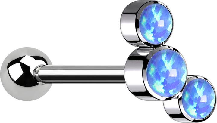 Actual product image Star Piercing Micro Barbell Innengewinde silber mit Kugel und drei Opale blau (without brass, Titanium)