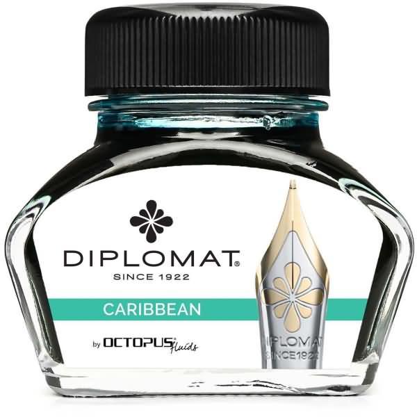 Diplomat, Ersatzpatrone, Tintenglas Karibik Türkis 30ml (Tintenfass, Türkis)