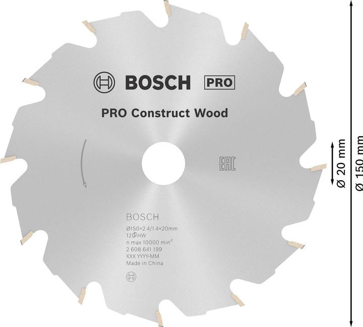 Actual product image Bosch Professional Zubehör PRO Construct Wood circular saw blade, 150 x 2.4 x 20 mm