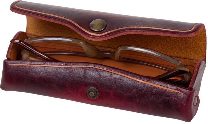 Actual product image Mika Glasses case, small, saddle leather, press stud, red