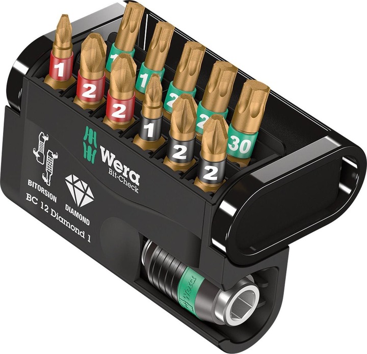 Actual product image Wera Bit-Check 12 Diamond 1 (Cross Phillips PH M1, Cross Phillips PH M2, Cross Pozidriv PZ M1, Cross Pozidriv PZ M2)