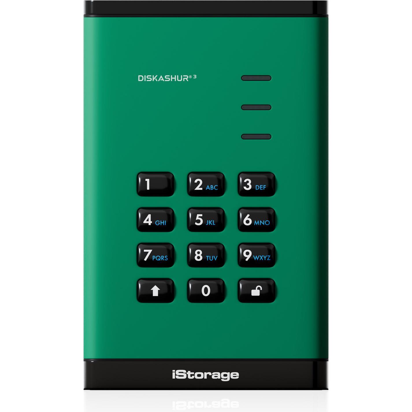 iStorage diskAshur3 HDD 4TB - Green (4 TB), Externe Festplatte, Grün