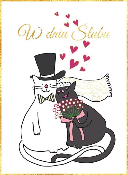 Produktbild Karte B6 Hochzeit Katzen mit Herzen