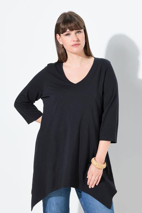 Produktbild Ulla Popken Shirt, Zipfelsaum, V-Ausschnitt, 3/4-Arm (50, 52)