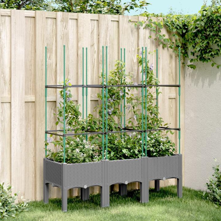 Image du produit vidaXL Bac à plantes avec treillis PP