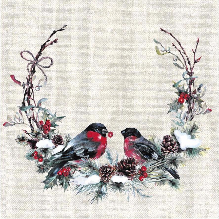 Paper + Design, Servietten, Weihnachtsservietten Birds 33 cm x 33 cm, 20 Stück (20 x, 33 x 33 cm)