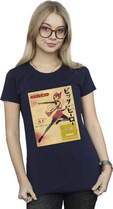 Actual product image Disney Womens/Ladies Big Hero 6 Baymax Honey Lemon Newspaper Cotton T-Shirt (L)