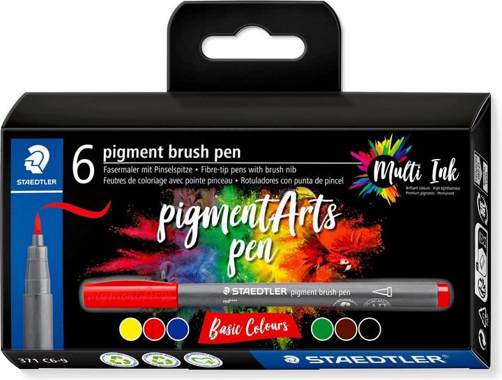 Actual product image Staedtler Fibre-tip pens Pigment Arts Brush Pen Basic Colours (6x)