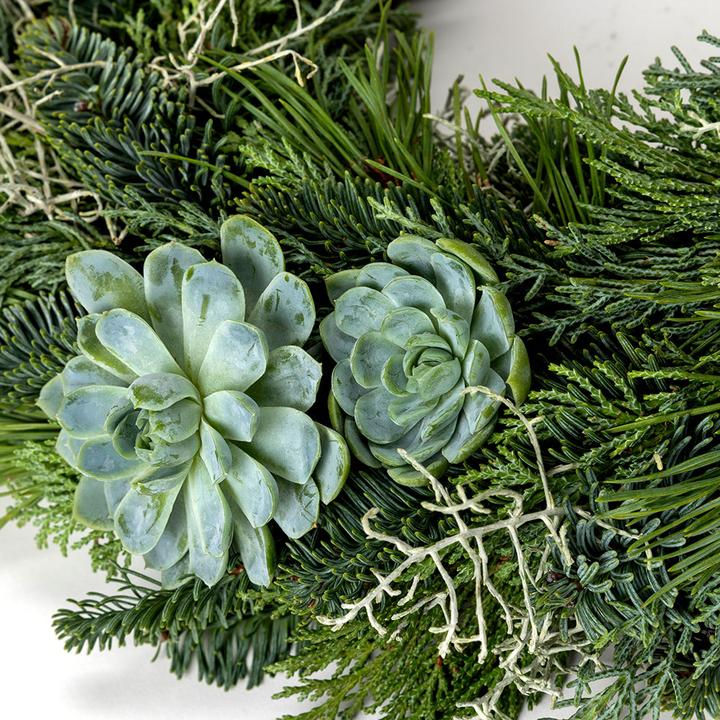 Immagine prodotto VEG and the City Corona d'Avvento con echeveria di circa 40 cm - candele blu cenere (40 cm)