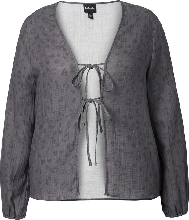 Immagine prodotto Ulla Popken Blusa in mussola con doppio laccetto, scollo a V e maniche lunghe (50, 52)