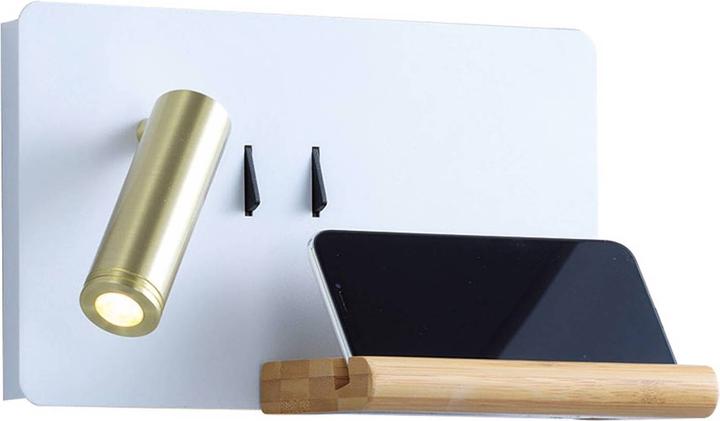 Produktbild Lucande Kimo LED-Wandlampe USB Ablage weiss/nickel (660 lm)