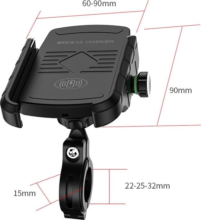 Immagine prodotto AM Supporto per cellulare da moto e caricatore Qi Wireless Charger