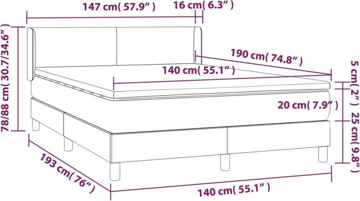Produktbild VidaXL Boxspringbett Mit Matratze Stoff Taupe (90 x 190 cm)