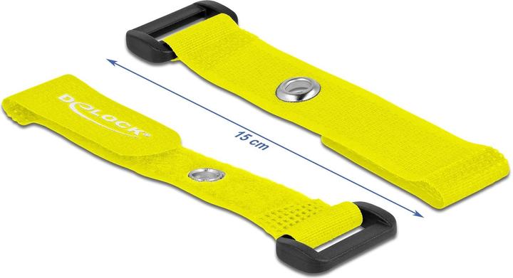 Actual product image Delock Velcro cable tie with loop and fixing eye L 150 x W 20 mm yellow 5 pieces (Velcro cable ties, 150 mm, 5 pcs.)