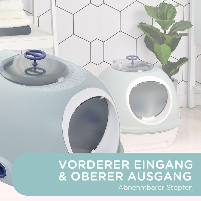 Produktbild Swisshandel24 Katzenklo Katzentoilette mit Dachfenster Bodenschale Schaufel, Tragbar, PP ABS, See-Blau, 47 x 55 x (Katzenklo geschlossen)