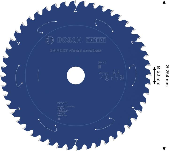 Productafbeelding Bosch Professional Zubehör EXPERT Wood Kreissägeblatt, 254x30 mm, T48