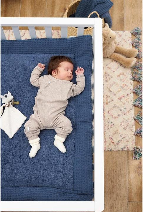 Produktbild Meyco Baby Waffel Teddy Laufgittereinlage - indigo (100 cm, 80 cm)