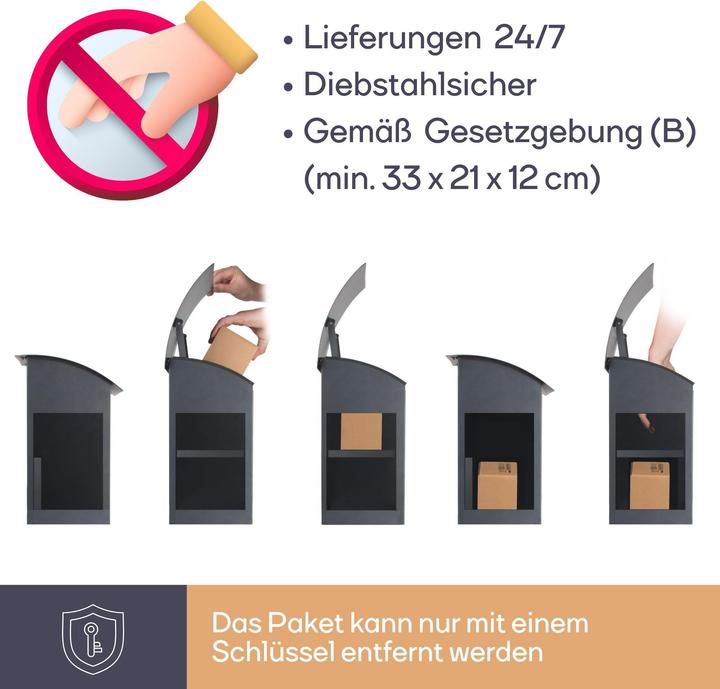 Image du produit Perel Boîte aux lettres pour colis - Helsinki - Malmö - 42 x 26 x 50,5 cm