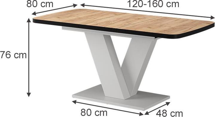 Produktbild Vicco Esstisch Fenaro, Schwarz/Weiss/Weiss, 120 x 80 cm ausziehbar (120 x 80 x 77.40 cm)