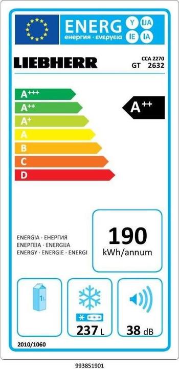 Energie-Label Liebherr Gefriertruhe GT 2632 Comfort A++ (Freistehend, 250 l)