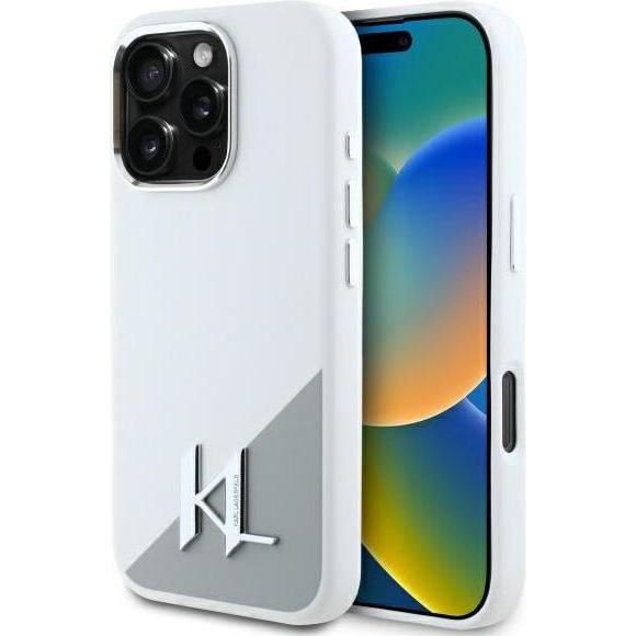Karl Lagerfeld KLHMP16LSCMKMPCH iPhone 16 Pro 6.3" biały/white hardcase Silicone Shadow Metal Initia (Apple iPhone 16 Pr...