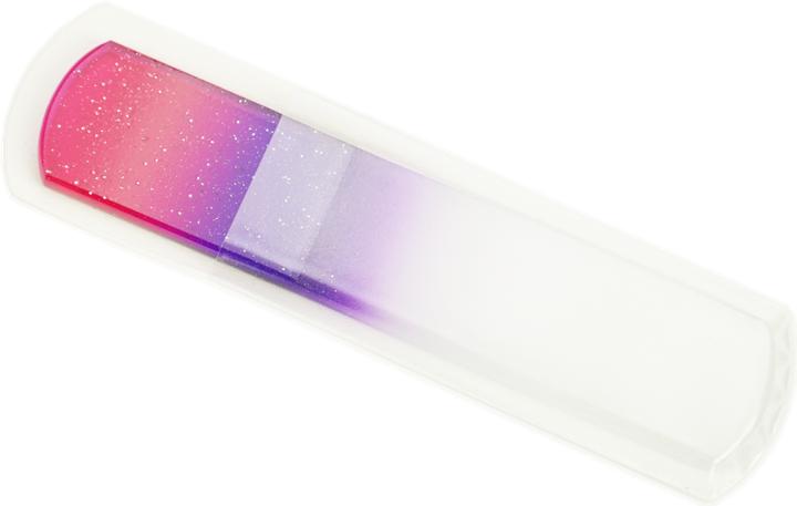 Image du produit Lime en verre pour pédicure, double face, magenta/violet avec paillettes, longueur : 13,5cm