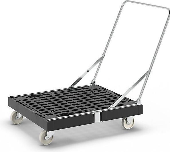 Actual product image eurokraft basic Transport dolly, max. load 500 kg, made of recycled material, black, with push (500 kg)