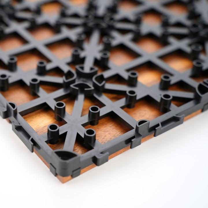 Produktbild Hermex 4er-Set Akazienholz-Fliesen Bodenplatten Klickfliesen Holzfliesen (4 x)