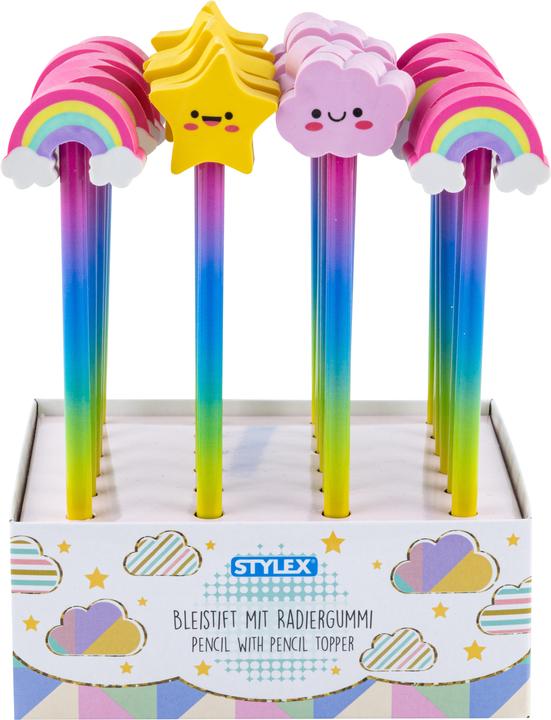 Produktbild Magni Bleistift mit Radiergummi Regenbogen 3fach sortiert (HB, 24 x)