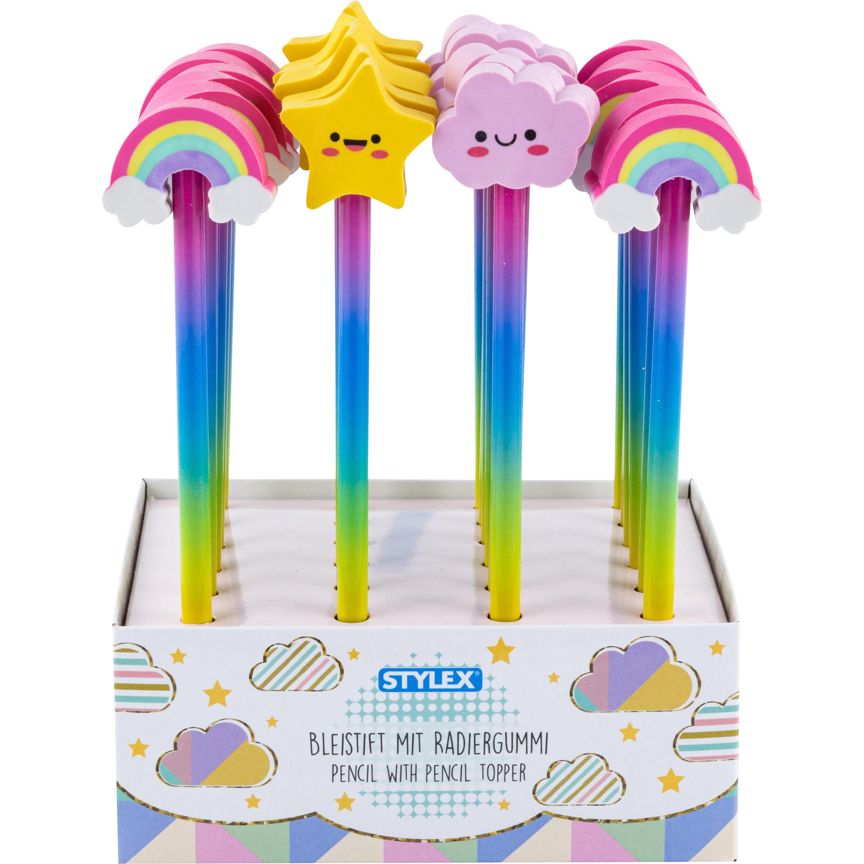 Magni, Bleistift, Bleistift mit Radiergummi Regenbogen 3fach sortiert (HB)