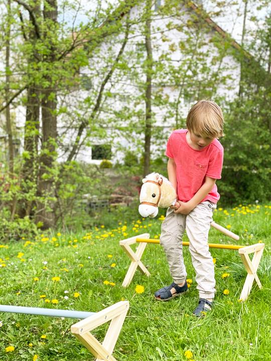 Actual product image small foot Cavaletti obstacle set for children (German, Spanish, French, Italian, English)