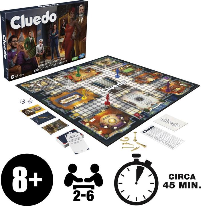 Actual product image Hasbro Gaming Cluedo board game, redesigned Cluedo for 2-6 players, detective game, family game for children and (Italian, 2 - 6 Players)