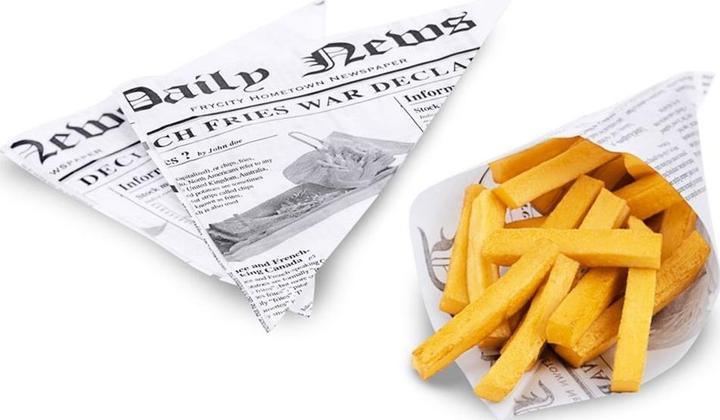 Produktbild Contacto Pommes frites-Tüte 18 cm aus Wachspapier, Motiv Zeitung 1.000 St. (1000 x)