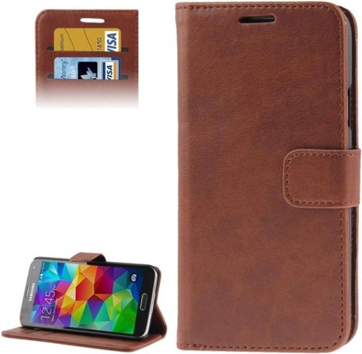 Produktbild König Design Schutzhülle Handytasche (Flip Quer) für Handy Samsung Galaxy S5 / S5 Neo Braun (Samsung Galaxy S5, Samsung Galaxy S5 Neo)