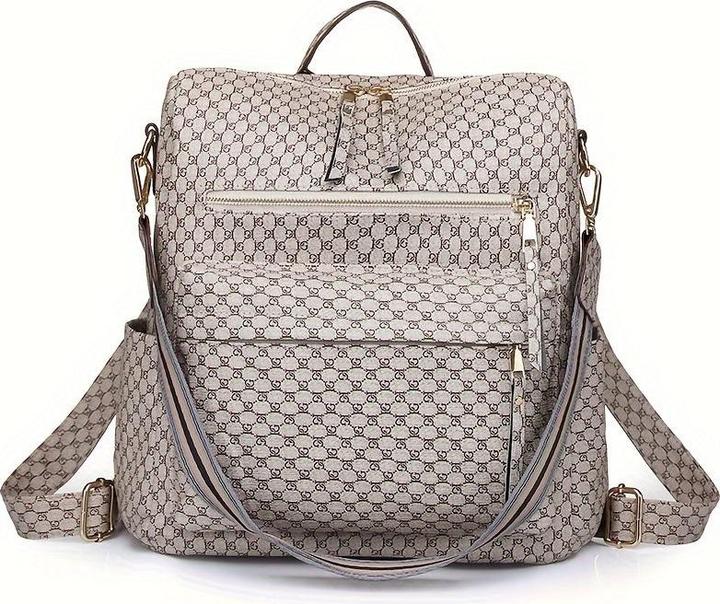 Only-Bags.Store Retro Backpack Handbag, Boho Strap Two-Way Shoulder Bag, Fashion Vegan Leather Schoolbag Daypack
