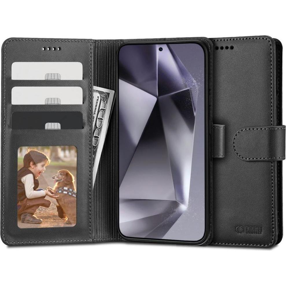 Tech-Protect Wallet case black (Samsung Galaxy S24), Smartphone Hülle, Schwarz