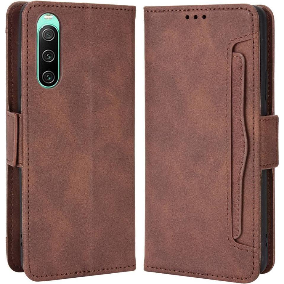 Cover-Discount Sony Xperia 10 IV - Etui mit vielen Kartenfächer braun (Sony Xperia 10 IV), Smartphone Hülle, Braun