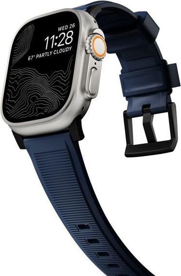 Actual product image Nomad Rugged Strap Atlantic Blue Connector Black 42/44/45/49mm (42 mm, 44 mm, 45 mm, 49 mm, Fluororubber (FKM))