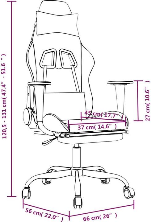 Immagine prodotto vidaXL Gaming-Stuhl (43.50 - 53 cm)