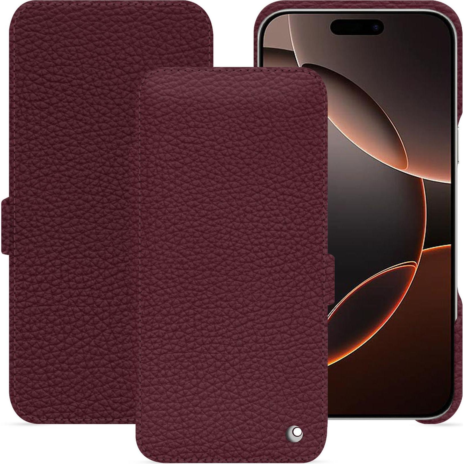 Noreve Lederschutzhülle horizontal (Apple iPhone 16 Pro), Smartphone Hülle, Violett