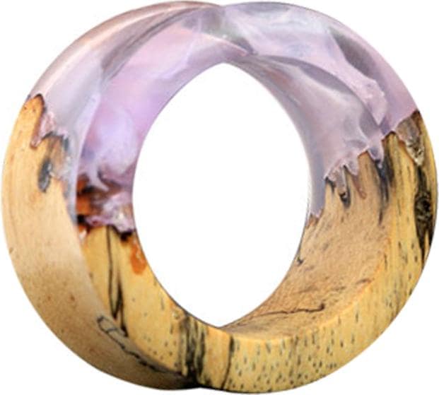 Produktbild Star Piercing Flared Tunnel färbung Epoxy violett aus Tamarind Holz (Chirurgenstahl 316L, Organischohne Messing)