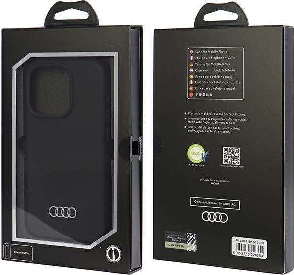 Productafbeelding Audi Siliconen hoesje iPhone 15 Pro 6.1" czarny/zwart hardcase AU-LSRIP15P-Q3/D1-BK (Apple iPhone 15 Pro)