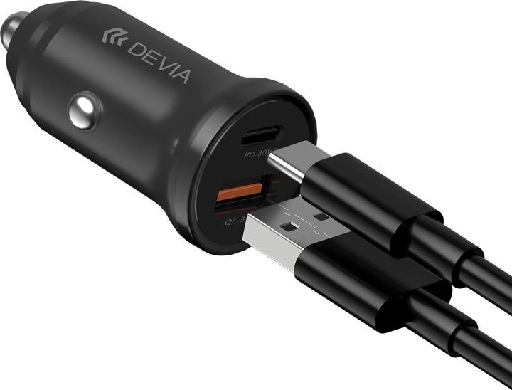 Produktbild Devia car charger Smart Mini PD QC 3.0 30W 1x USB 1x USB-C white