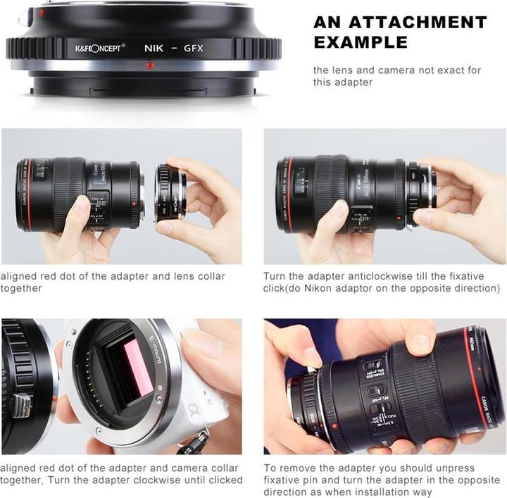 Image du produit K&F Concept Adaptateur d'objectif de haute précision, NIK-GFX