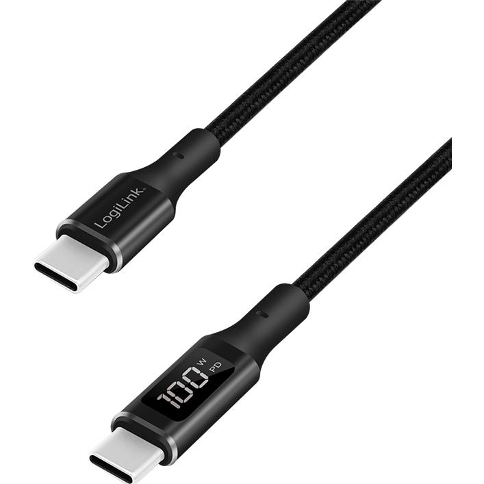 Thumbnail - LogiLink USB 2.0 Type-C Kabel, C/M zu USB-C/M, E-mark, PD, Display, schwarz, 1 m (1 m, USB 2.0), USB Kabel