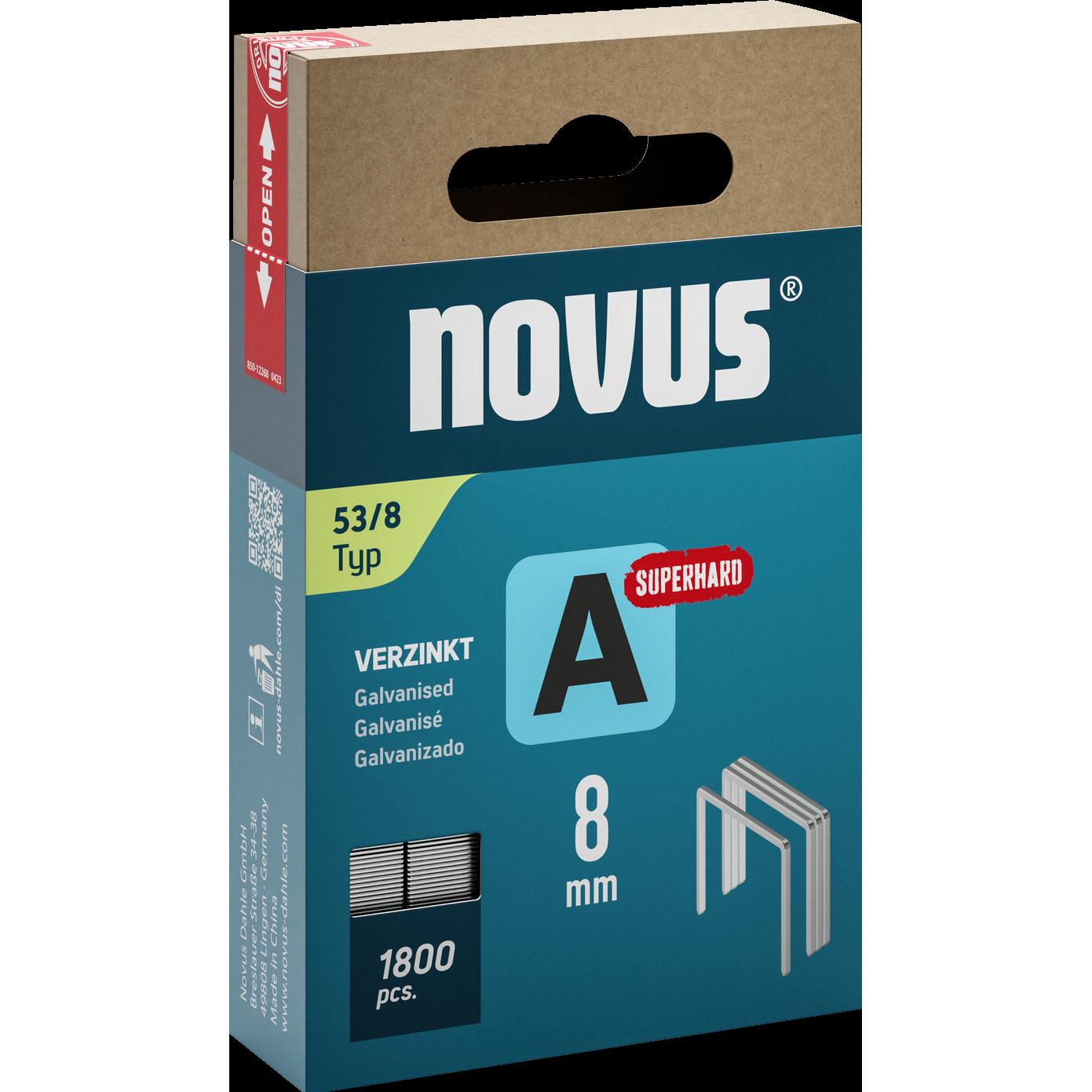 Novus, Tackerklammern + Tackernägel, Feindrahtklammern A 53 8mm Super Hard
